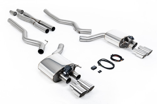 Ford Mustang 5.0 V8 GT (Fastback) - Valved Cat-Back Exhaust System with Quad Polished GT-90 Trims
