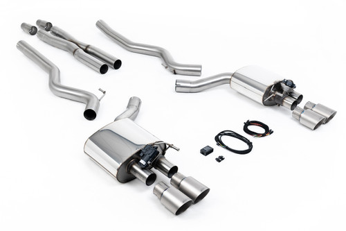 Ford Mustang 5.0 V8 GT (Fastback) - Valved Cat-Back Exhaust System with Quad Titanium GT-90 Trims