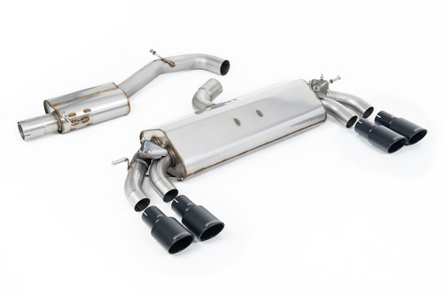 Audi S3 8V.2 Sportback - Resonated (Quieter) GPF/OPF-Back Exhaust System with Quad Oval Cerakote Black Trims