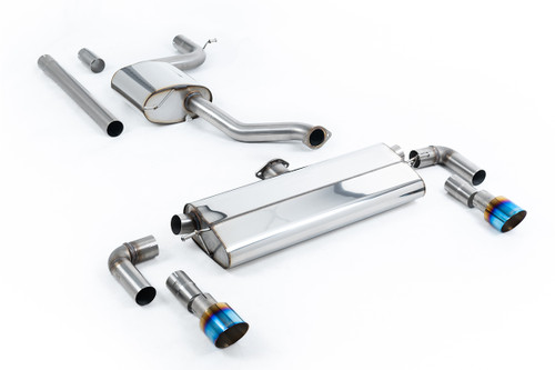 VW Golf MK7.5 1.5TSI Evo GT & R-Line - Resonated (Quieter) Cat-Back Exhaust System with Burnt Titanium Trims (GTI Style)