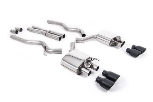 Ford Mustang 5.0 V8 GT (Fastback - Facelift) - Cat-Back Exhaust System with Black Cerakote Trims GT-100 Trims
