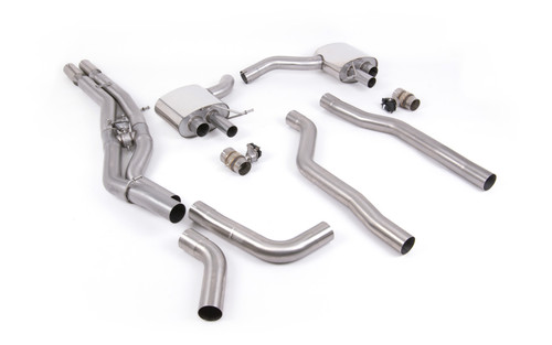 Audi RS6/RS7 C8 - Non Resonated (Louder) Cat Back System (Twin 80mm) with Polished Oval Trims - OE Requires Cutting