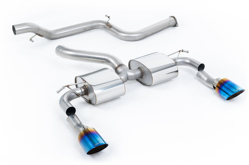 Ford Focus MK2 RS - Non-Resonated (Louder) Cat-Back Exhaust System with Burnt Titanium GT-115 Trims