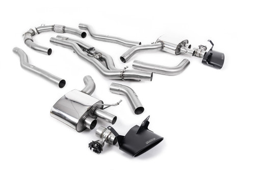 Audi RS6/RS7 C8 - Non Resonated Cat Back Back System (Twin 80mm) with Cerakote Black Oval Trims - Louder - (No Cutting Required)