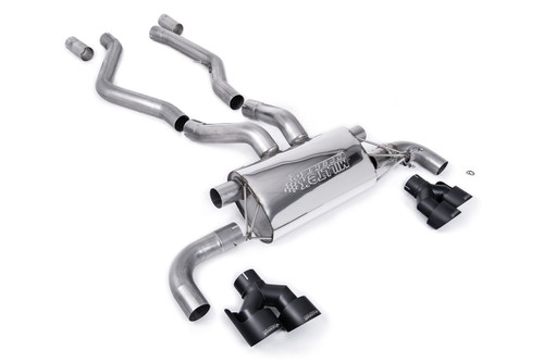 BMW G20/21 M340i & G22 M440i - OPF Back Exhaust System with Quad Black GT-100 Black Trims