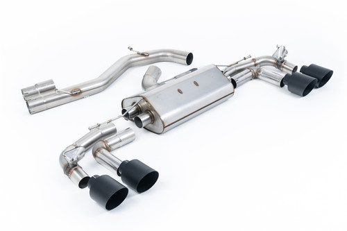 Audi S3 8Y Sportback GPF models - 80mm Non-Resonated (Louder) Cat-Back Exhaust System with Cerakote Black Trims