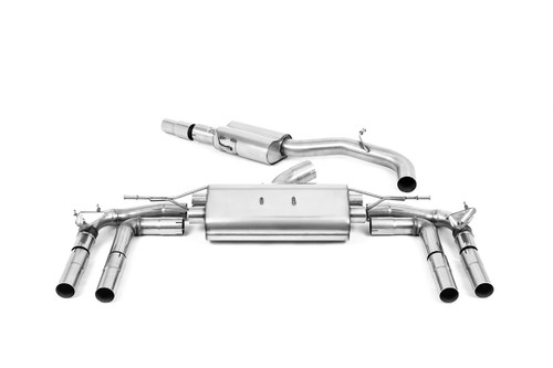 Audi S3 8Y GPF models - 80mm Resonated Cat-Back Exhaust System with Polished Oval Trims