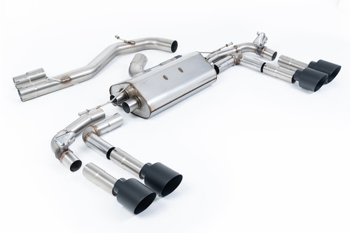 Audi S3 8Y - Part-Resonated Cat-Back Exhaust System with GT-115 Cerakote Black Tips