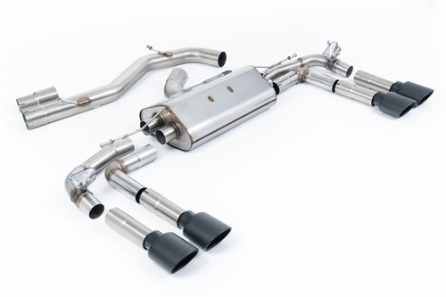 Audi S3 8Y - Part-Resonated Cat-Back Exhaust System with Cerakote Black Oval Trims