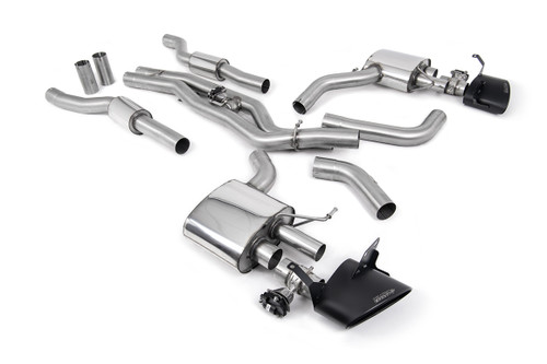 Audi RS6/RS7 C8 - Resonated (Quieter) Cat Back System (Twin 80mm) with Cerakote Black Oval Trims
