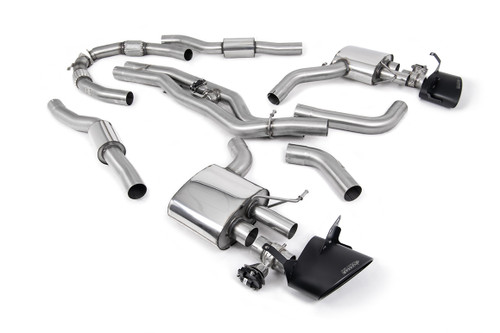 Audi RS6/RS7 C8 - Resonated (Quieter) Cat Back System (Twin 80mm) with Cerakote Black Oval Trims