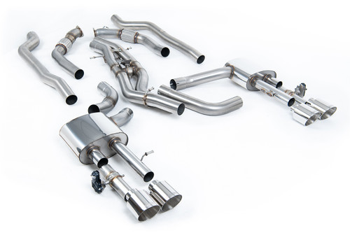 Audi S8 D5 V8 - Non-Resonated (Louder) OPF-Back Exhaust System with GT-115 Polished Trims