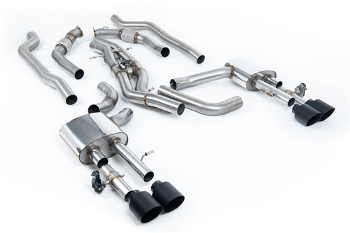 Audi S8 D5 V8 - Non-Resonated (Louder) OPF-Back Exhaust System with GT-115 Cerakote Black Trims