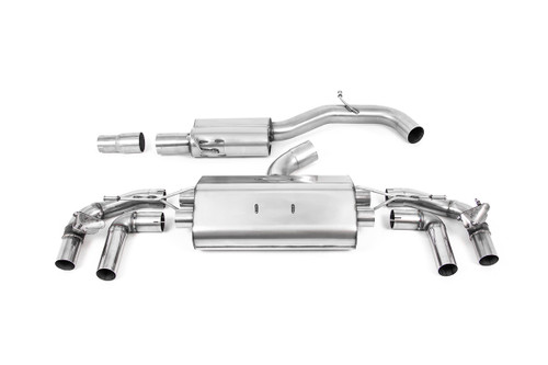 VW Golf R MK8/MK8.5 - 80MM Resonated (Quieter) OPF Back Exhaust System with Burnt Titanium GT-115 Trims