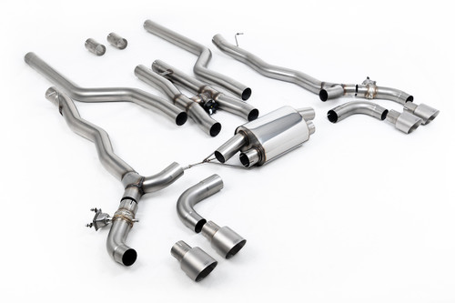 BMW M5 F90 (GPF Equipped) - Cat Back Exhaust System with Brushed Titanium GT-100 Trims