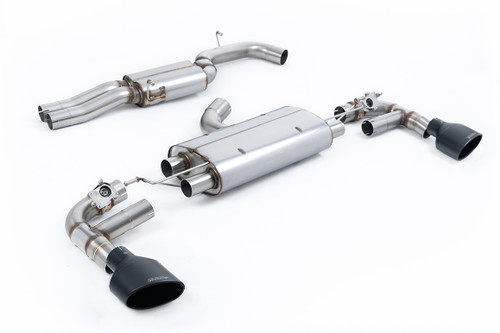 Audi TTRS MK3 Quattro - 80mm Resonated (Quieter) Cat-Back Exhaust System with Cerakote Black Trims
