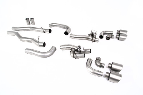BMW M8 F91/92/93 (GPF Equipped) - OPF/GPF Back System with valved Rear Silencer Bypass & GT-115 Brushed Titanium Trims