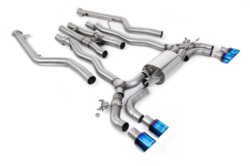 BMW M5 F90 LCI (GPF Equipped) - Cat Back Exhaust System with Burnt/Blue Titanium GT-100 Trims