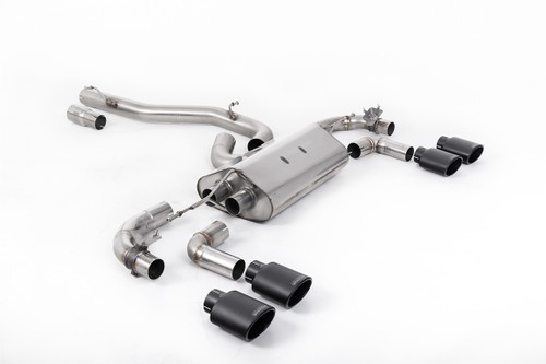 VW Golf R Mk7.5 - 80mm / 3.15 inch Valved Non Resonated (Louder) Race System with Cerakote Black Oval Tips