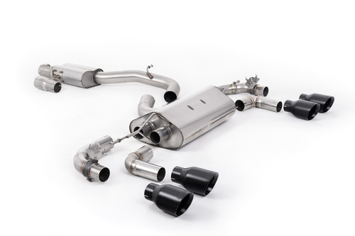 VW Golf R Mk7.5 - 80mm / 3.15 inch Valved Resonated (Quieter) Race System with Cerakote Black GT-100 Round Tips