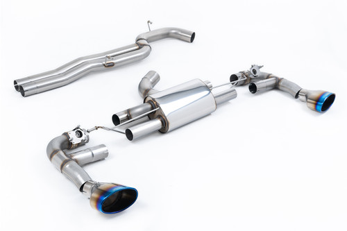 Audi RS3 8V Facelift - 80MM Non-Resonated Race (Loudest) Cat-Back Exhaust System with Burnt Titanium Trims
