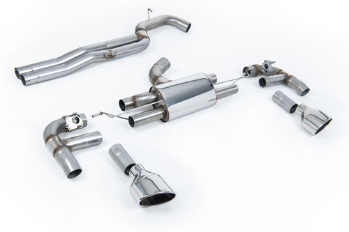 Audi RS3 8V - 80MM Race Non-Resonated (Loudest) Cat-Back Exhaust System with Polished Trims