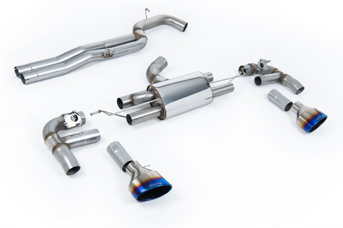 Audi RS3 8V - 80MM Race Non-Resonated (Loudest) Cat-Back Exhaust System with Burnt Titanium Trims