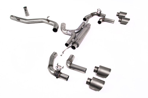 VW Golf R MK8/MK8.5 - 80mm System with Brushed Titanium Trims (Race System - Loudest)
