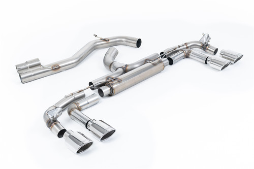 Audi S3 8Y Sportback GPF models - 'Race' 80mm Non-Resonated (Loudest) Cat-Back Exhaust System with Polished Oval Trims