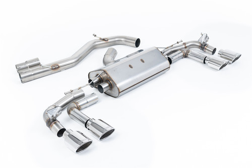 Audi S3 8Y Sportback GPF models - 80mm Non-Resonated (Louder) Cat-Back Exhaust System with Polished Ovals Trims