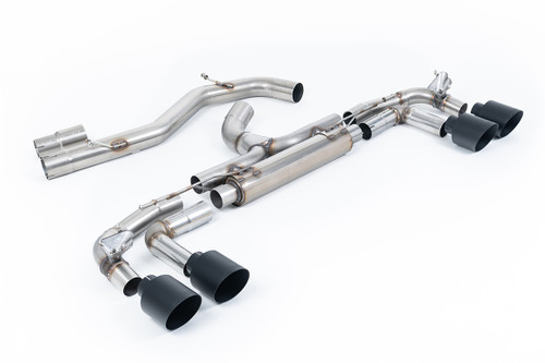 Audi S3 8Y Sportback GPF models - 'Race' 80mm Non-Resonated (Loudest) Cat-Back Exhaust System with Cerakote Black Trims