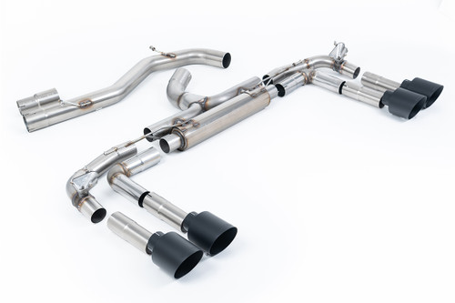 Audi S3 8Y - Non-Resonated Race (Loudest) Cat Back Exhaust System with GT-115 Cerakote Black Tips