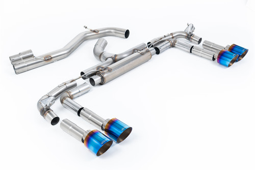 Audi S3 8Y - Non-Resonated Race (Loudest) Cat Back Exhaust System with GT-115 Burnt/Blue Titanium Tips