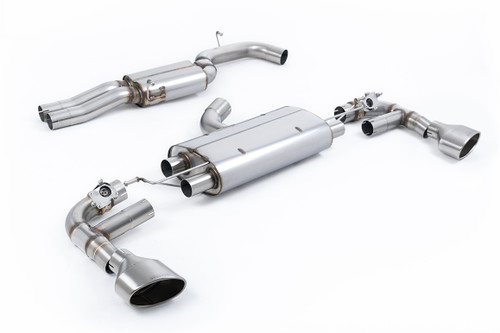 Audi TTRS MK3 Quattro - 80mm Resonated (Quieter) Cat Back with Brushed Titanium Trims