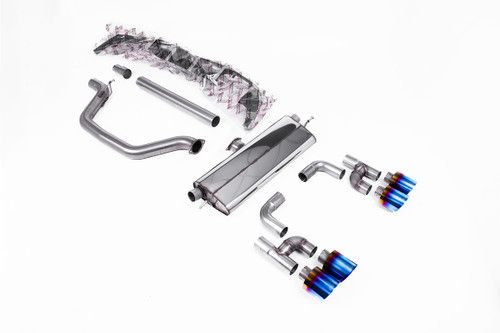 VW Golf GTI Mk8 - Particulate Filter-Back - Golf R Style - Road+ with Burnt / Blue Titanium Tips