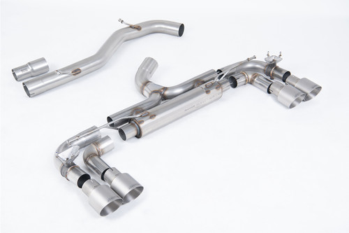 VW Golf R MK7 - 80mm Race Cat-back with GT-100 Brushed Titanium Trims (Non-Resonated - Loudest)