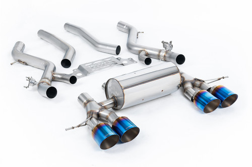 BMW G87 M2 - OPF/GPF Back with Centre Resonator Bypass & GT-115 Burnt/Blue Titanium Trims