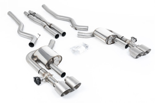Ford Mustang 5.0 V8 Dark Horse/ Mach 1 - Active Valved Cat Back with X Pipe and Brushed Titanium Tips
