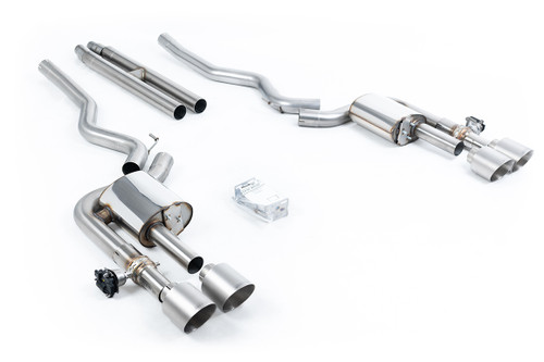 Ford Mustang 5.0 V8 Dark Horse/ Mach 1 - Active Valved Cat Back with H Pipe and Brushed Titanium Tips