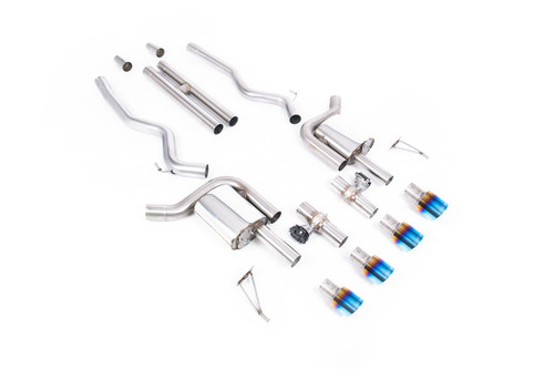 Ford Mustang 5.0 V8 GT (S650 Fastback) - Active Valved Cat Back with H Pipe and Burnt/Blue Titanium Tips