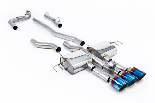 Honda Integra DE5 Type S - Non-Resonated (Loudest) Cat-Back with 3 x GT-115 Burnt/Blue Titanium Trims