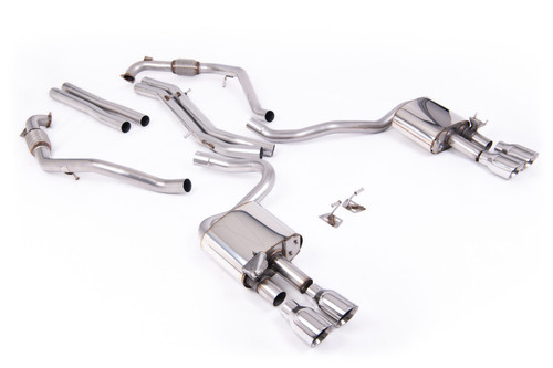 Audi S5 B9 Sport Diff models with Brace Bars - Non-Resonated Cat-Back (Louder) with Quad Polished Trims