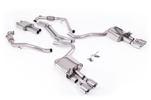 Audi S5 B9 Sport Diff models with Brace Bars (LHD) - Resonated Cat-Back with Quad Polished Trims