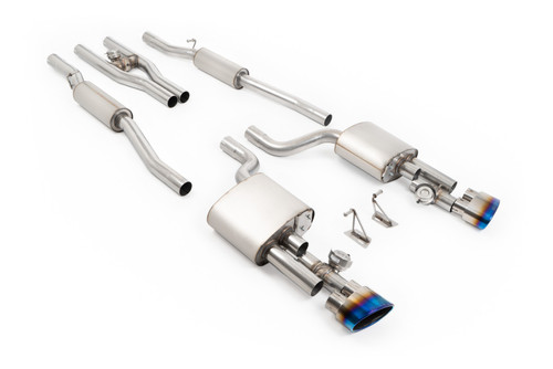 Audi RS4 B7 - V2 Valved Cat-Back with Active H Pipe and Burnt/Blue Titanium Ovals