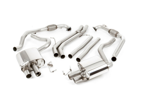 Audi S5 B9 Sport Diff models without Brace Bars - Non-Resonated (Louder) Cat-Back Exhaust System with Quad GT-100 Titanium