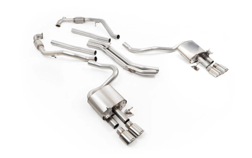 Audi S5 B9 Sport Diff models with Brace Bars - Non-Resonated Cat-Back (Louder) with Quad Polished Ovals Trims