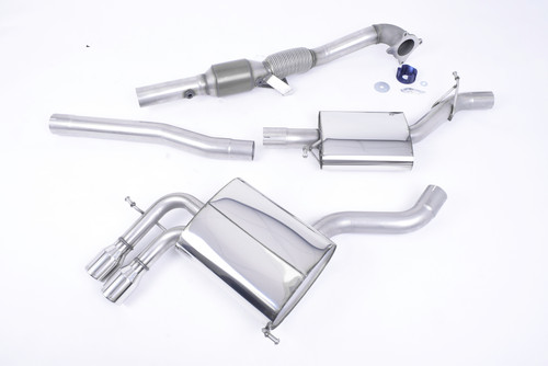 Audi A3 2.0T FSI Quattro - Resonated (Quieter) Turbo-Back Exhaust System with Hi-Flow Sports Catalyst with Polished Trims