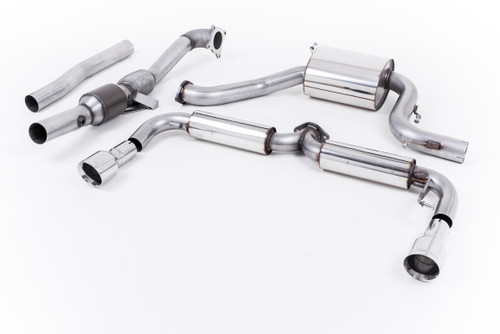 VW Golf GTI MK6/Scirocco R - Resonated (Quieter) Turbo-Back Exhaust System with Hi-Flow Sports Catalyst & Dual GT100 Trims