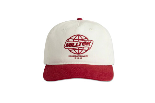 Milltek Neutral/Cardinal Embroidery Cap (3D Puff Globe)