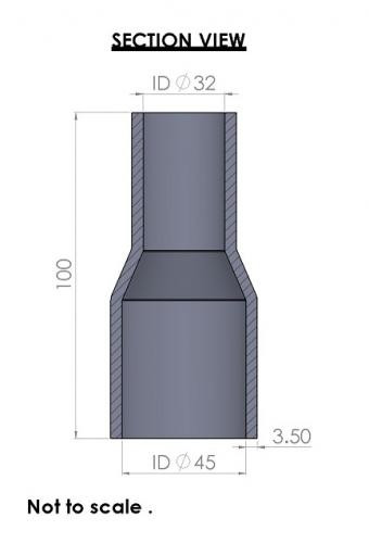45-32mm Straight Reducer Silicone Hose